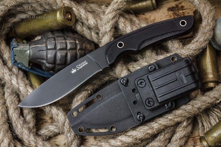 Нож  Savage AUS-8 Black Titanium Kizlyar Supreme фото