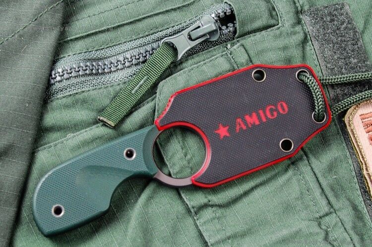 Нож шейный Amigo X D2 GT gray - зеленый Kizlyar Supreme фото