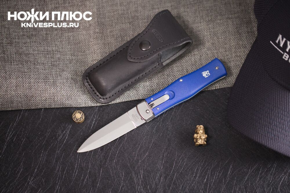 Автоматический нож Predator 440C пластик синий Mikov фото