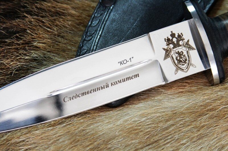 Нож КО-1 - дерево/кожа с символикой Следственного Комитета Кизляр фото