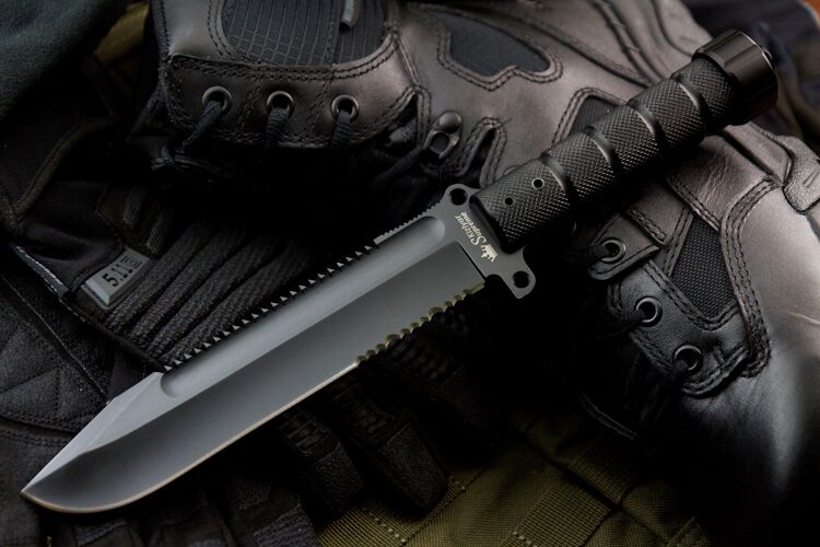 Нож Survivalist Z  AUS-8 Black Titanium Serreted  Kizlyar Supreme фото