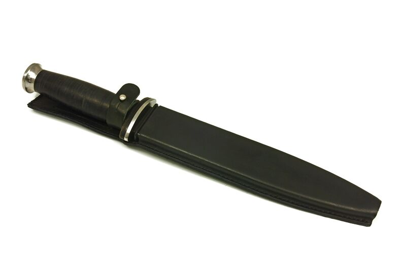 Нож КО-2 - черный/кожа фото