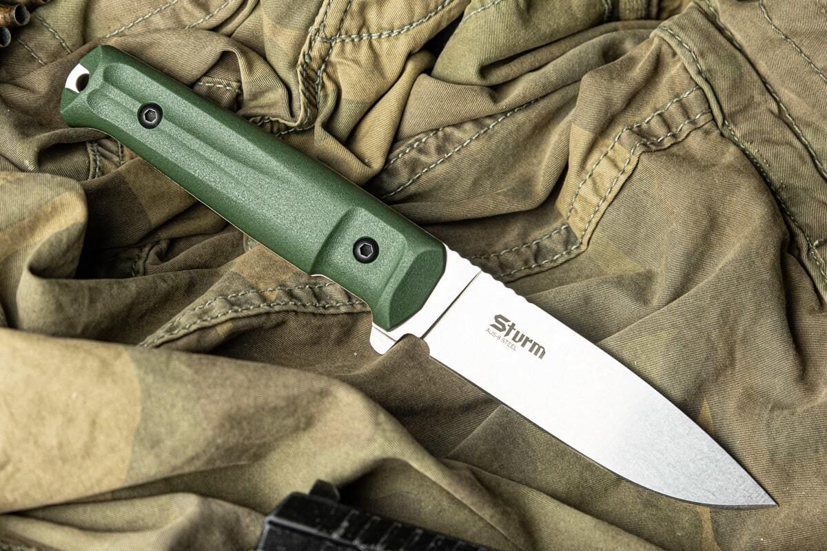 Нож Sturm AUS-8 Satin OKH ODS green  Kizlyar Supreme фото