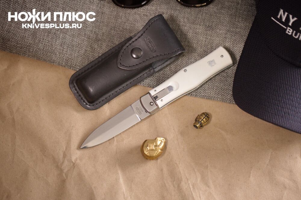 Автоматический нож Predator 440C пластик белый Mikov фото