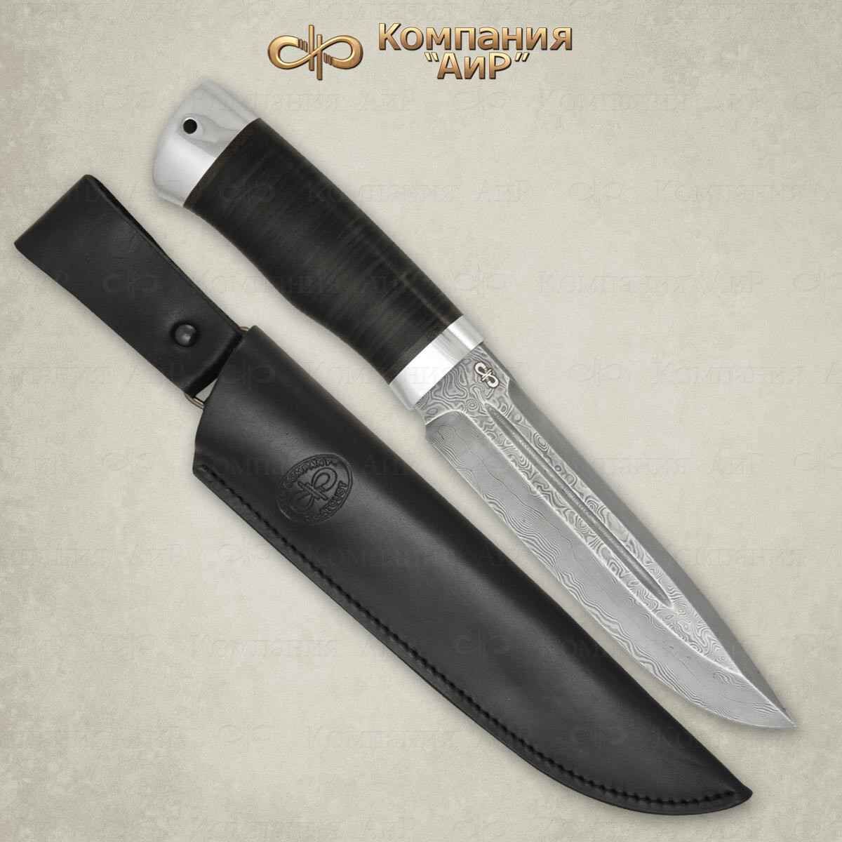 Нож Селигер АиР (кожа) дамасская сталь ZDI-1016 фото