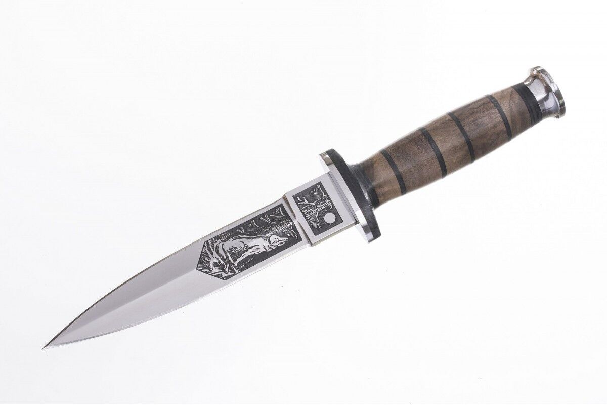 Нож КО-1 - кавказский орех/кожа художественно-оформленный фото
