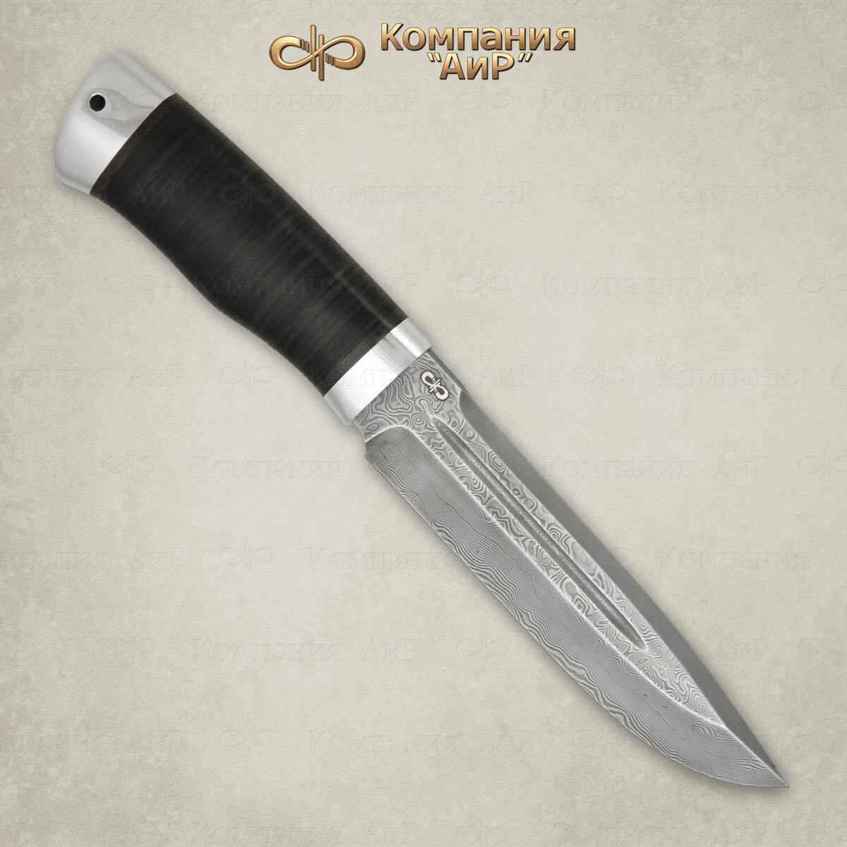 Нож Селигер АиР (кожа) дамасская сталь ZDI-1016 фото
