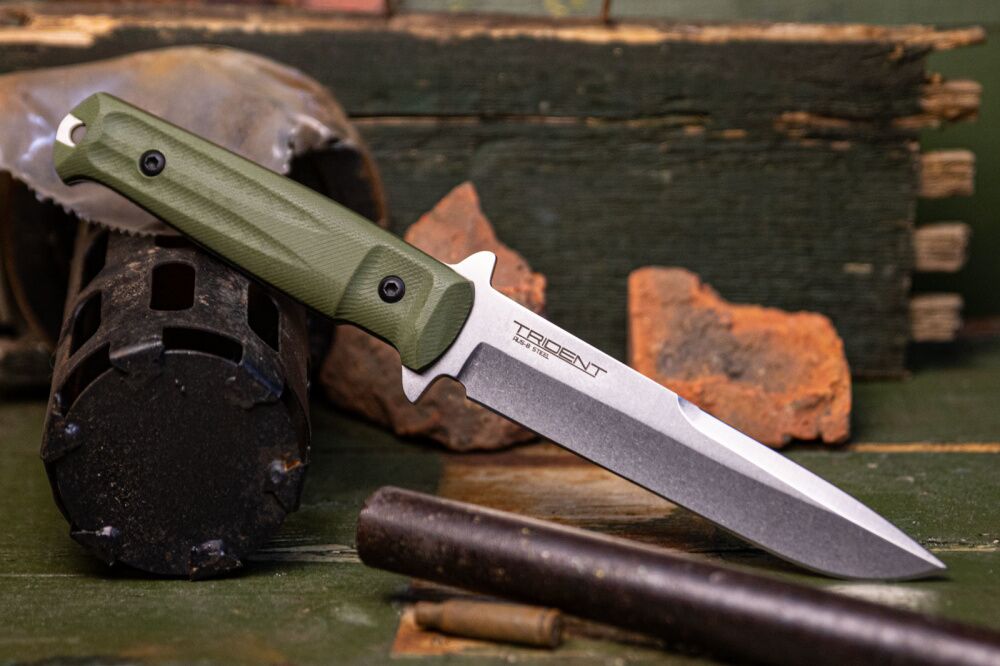 Нож Trident AUS-8 StoneWash G10 Olive Kizlyar Supreme фото