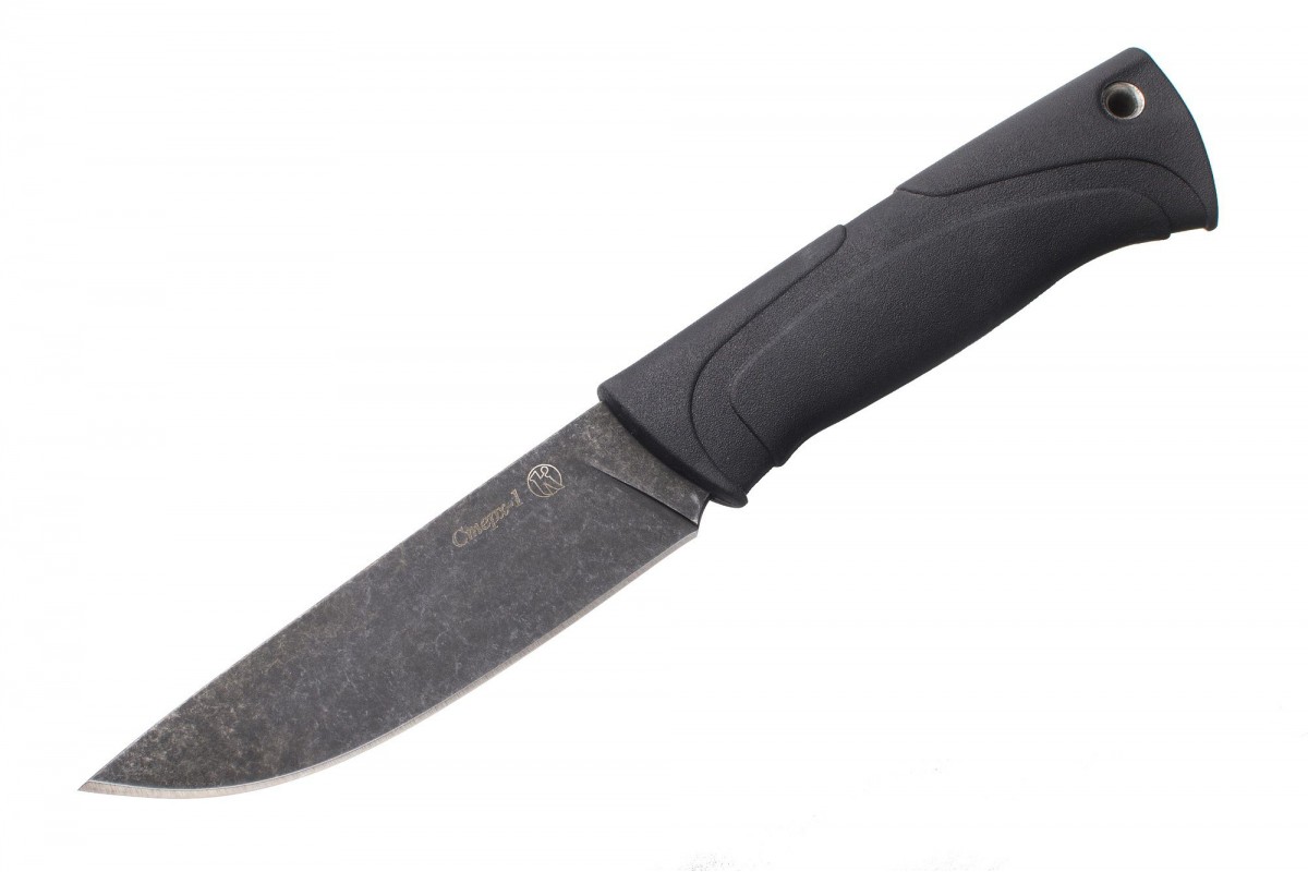 Нож Стерх-1 Х12МФ стоунвош черный эластрон Кизляр фото