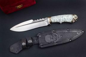 Нож Спецназ Х12МФ Акрил серый резные Ножны Кизляр Андреев д.В.