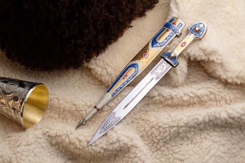 Кинжал джигит мельхиор крашенный