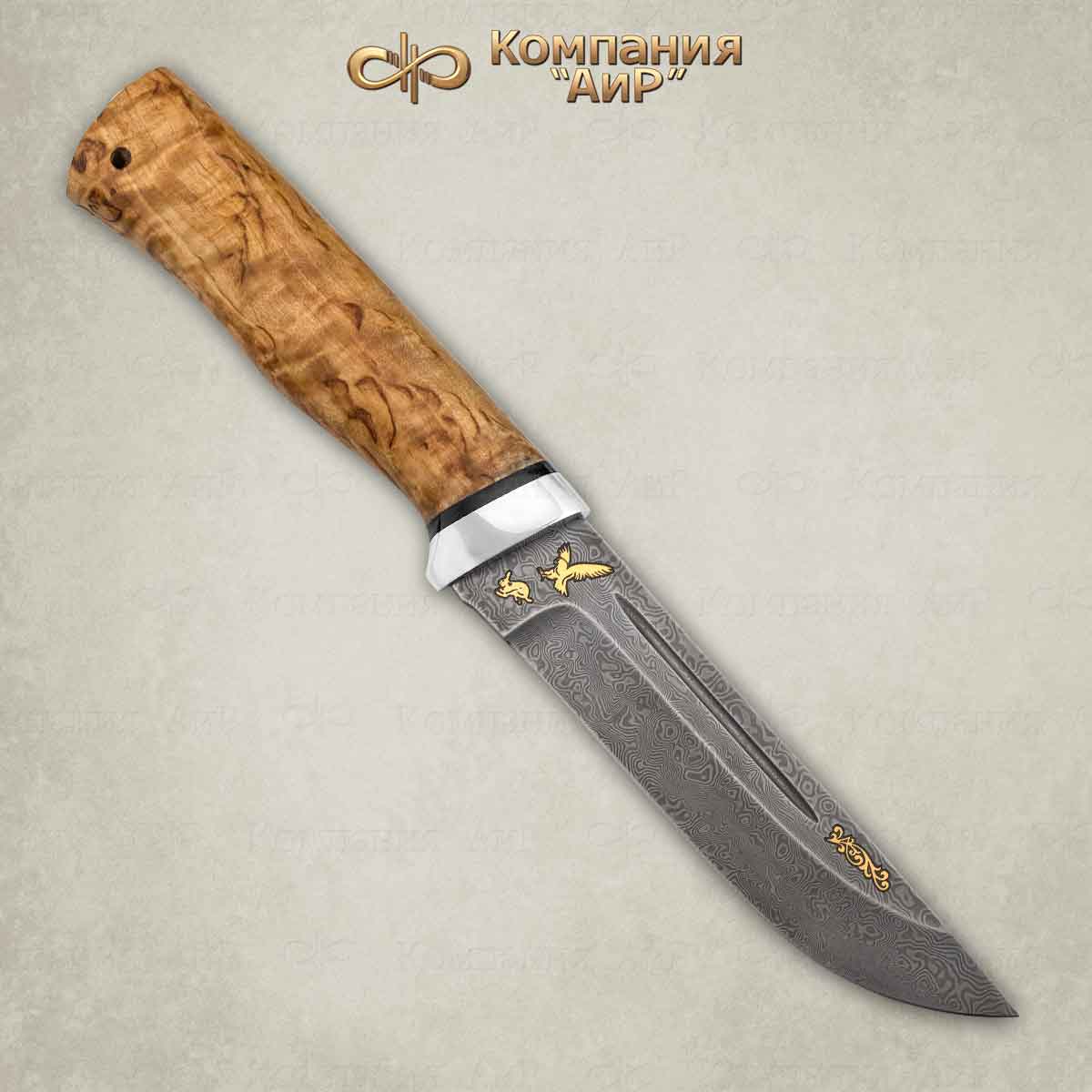 Нож Бекас АиР (карельская береза, с золочением) дамасская сталь ZDI-1016 фото