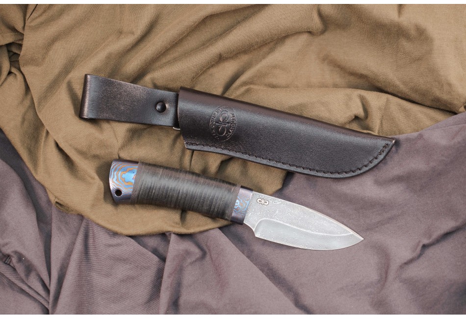 Нож Добрый дамасск ZDI 1016 титановый тыльник и гарда фото