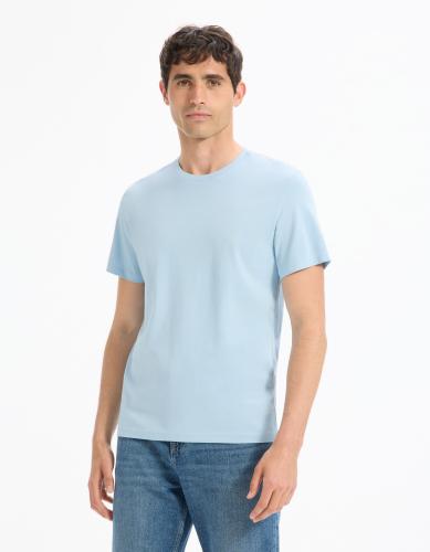  футболка из хлопка с круглым вырезом - Light blue Celio