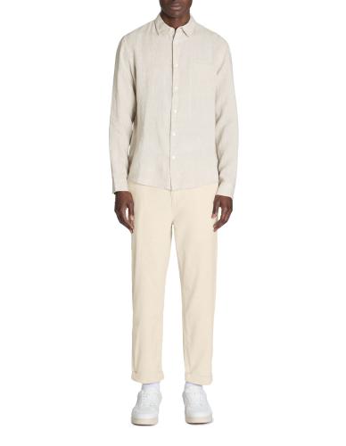 Прямые брюки из льна и хлопка - beige