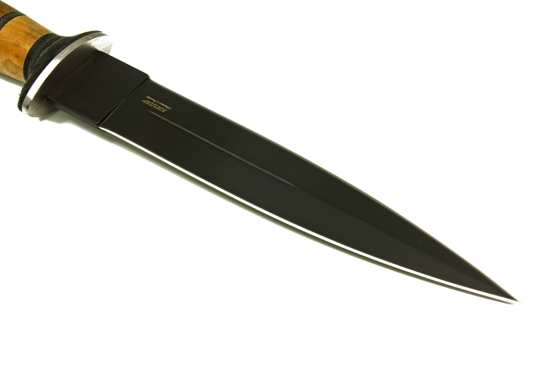 Нож КО-2 - черный/кавказский орех-кожа фото
