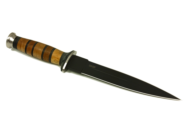 Нож КО-2 - черный/кавказский орех-кожа фото