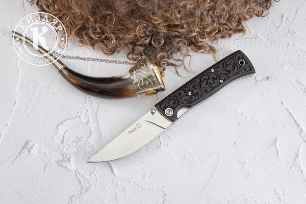 Нож складной НСК Стерх резная рукоять Кизляр фото