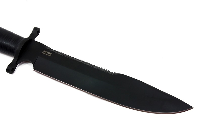 Нож ДВ-2 - серрейтор/черный/кожа фото