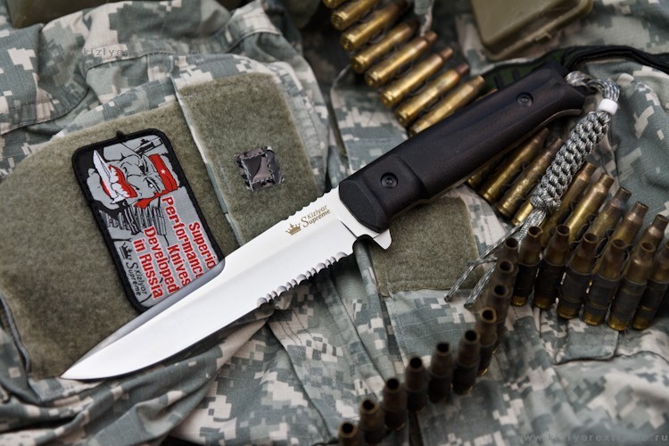 Нож Alpha AUS-8 Stonewash Serrated Kraton  Kizlyar Supreme фото
