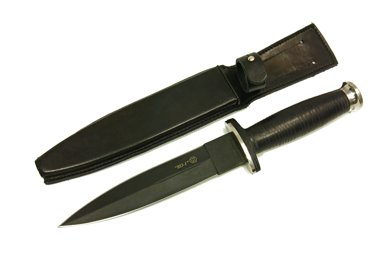 Нож КО-1 - черный/кожа Кизляр фото