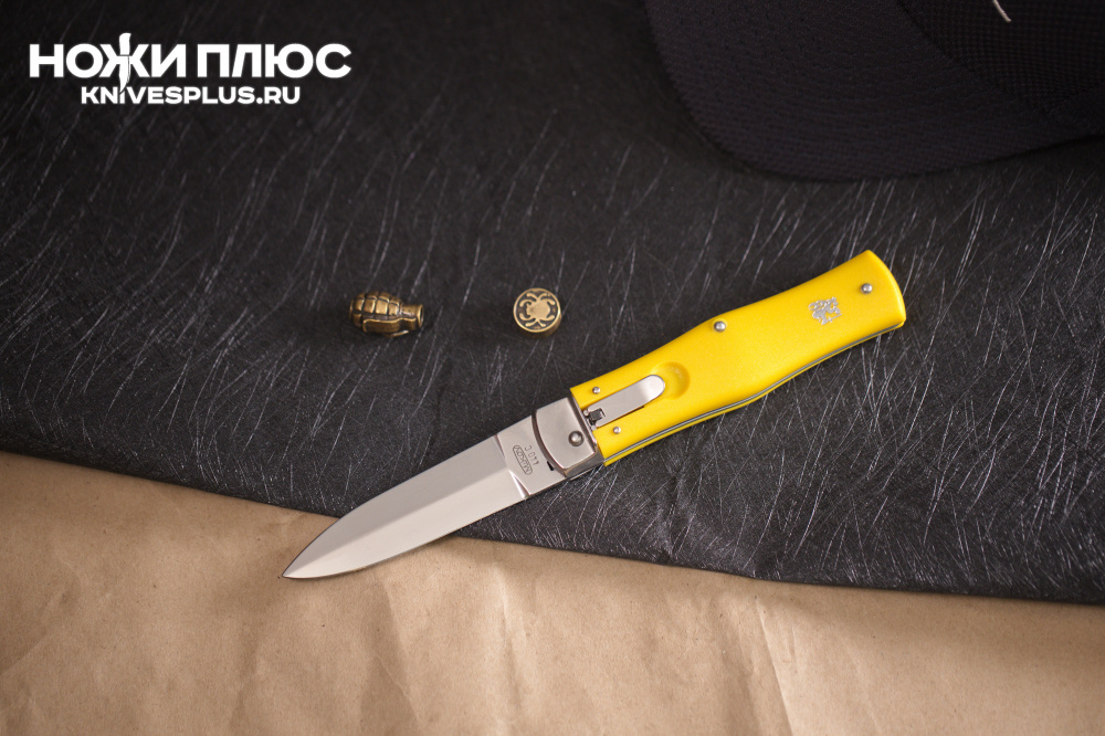 Автоматический нож Predator 440C пластик желтый Mikov фото