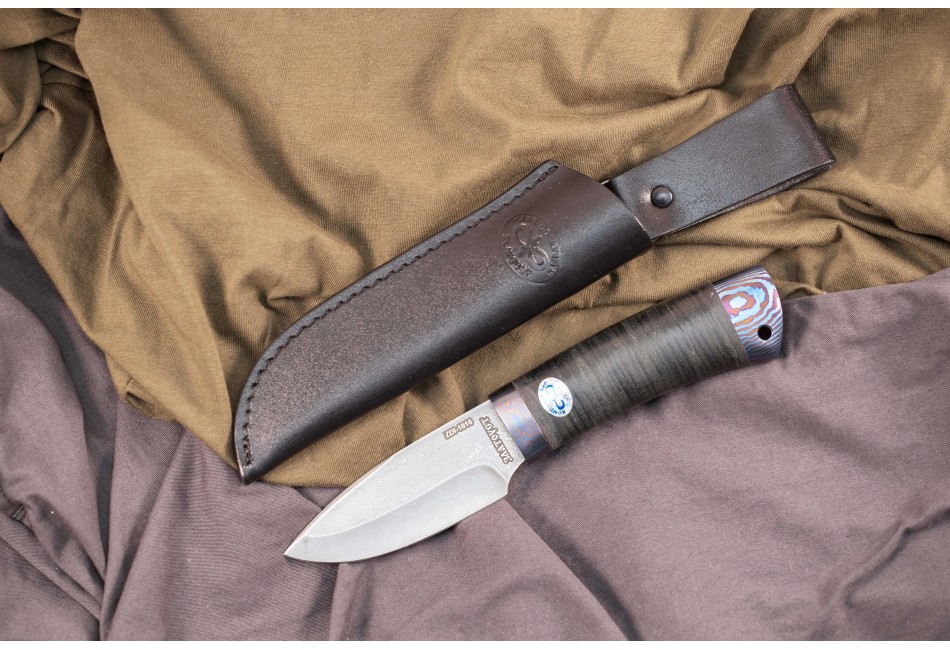 Нож Добрый дамасск ZDI 1016 титановый тыльник и гарда фото