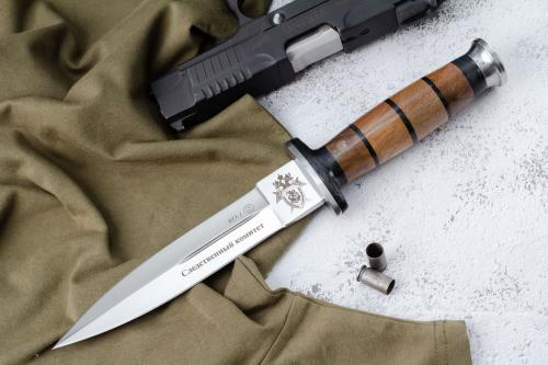 Нож КО-1 Дерево/Кожа  с символикой Следственного Комитета Кизляр Нож КО-1 Дерево/Кожа  с символикой Следственного Комитета Кизляр