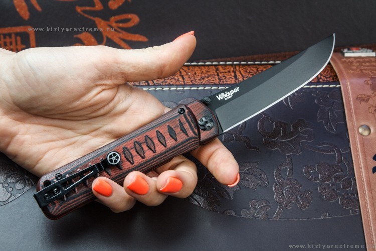 Складной нож Whisper D2  Black Titanium Red Kizlyar Supreme фото