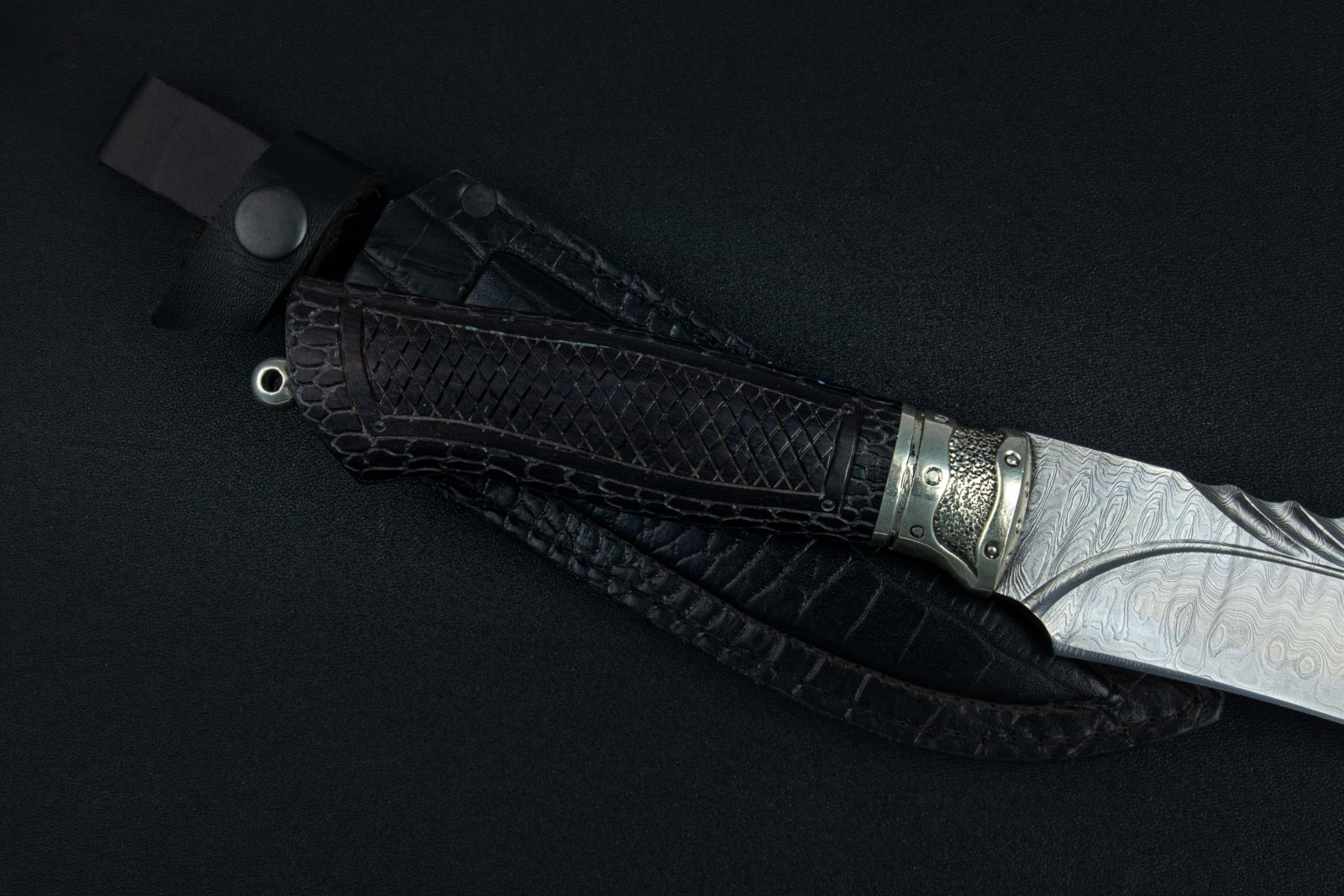 Нож Хищник дамаск граб Адамов