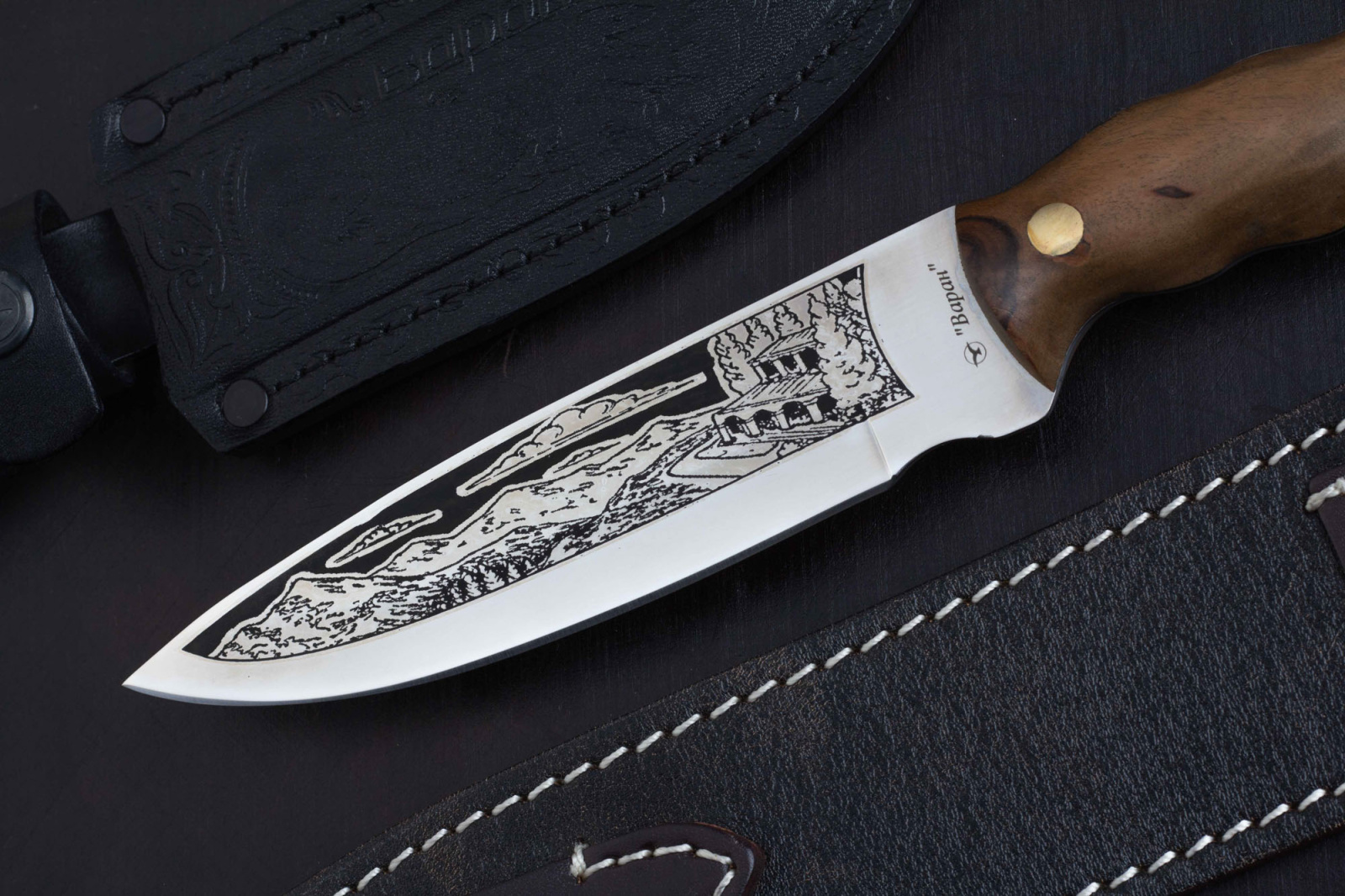 Нож Варан 65х13 орех клепанный Беркут Кизляр