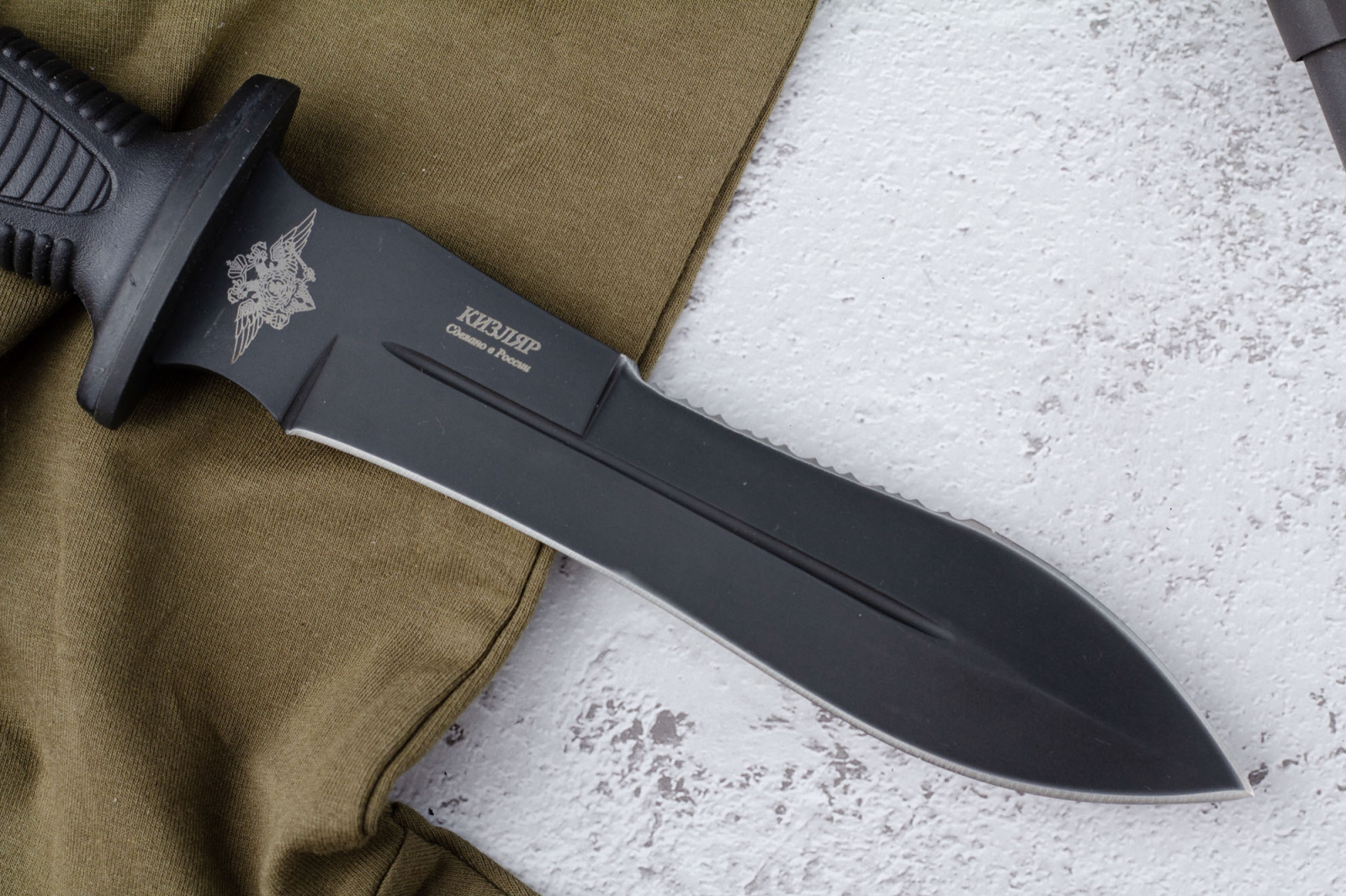 Нож Сталкер Черный с символикой МВД