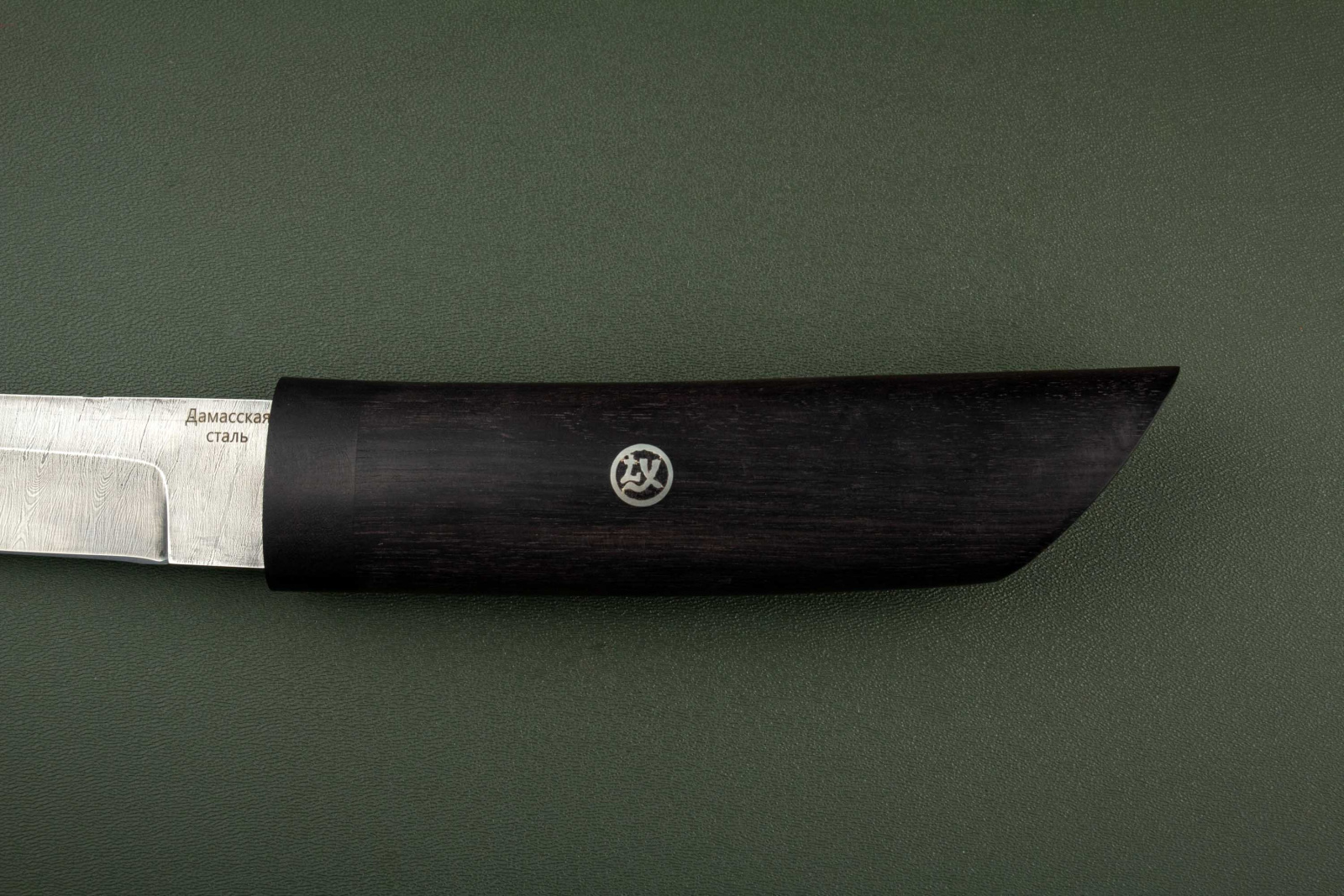 Нож Танто дамасская сталь, черный граб.