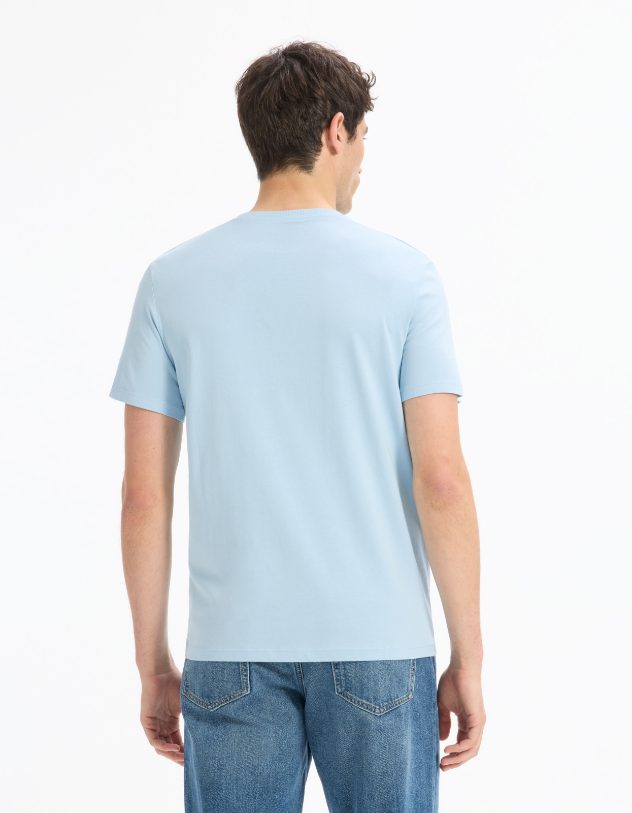  футболка из хлопка с круглым вырезом - Light blue Celio