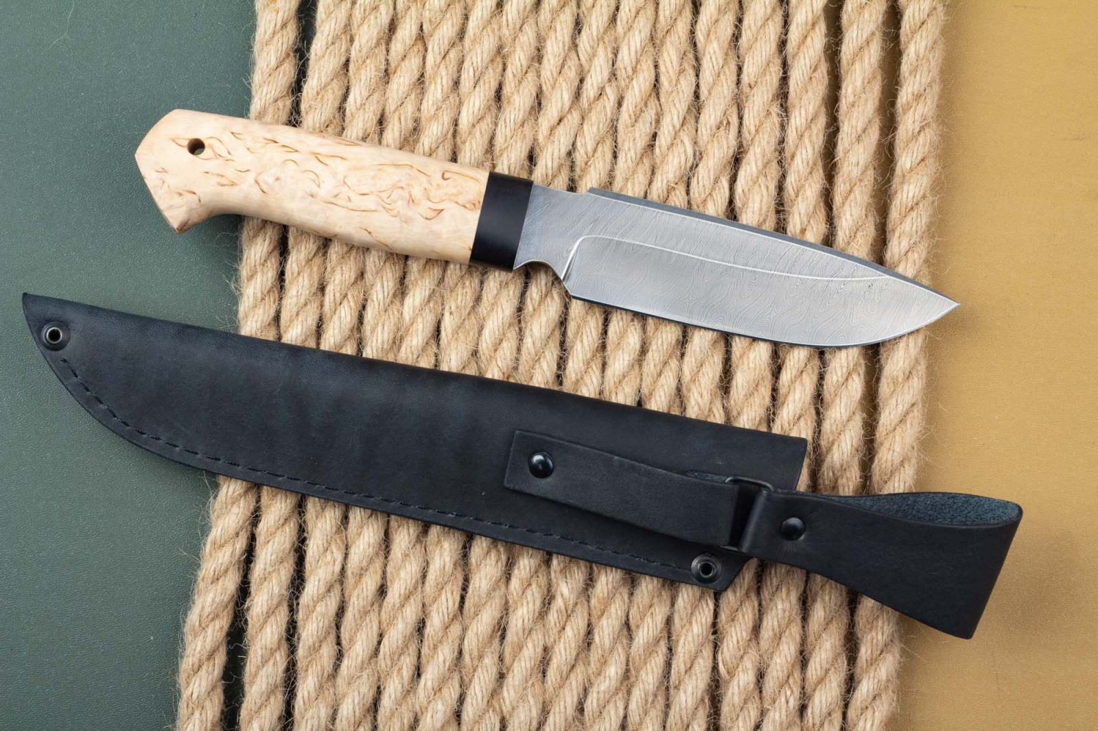 Нож Хищник (дамаск, карельская берёза) Lemax