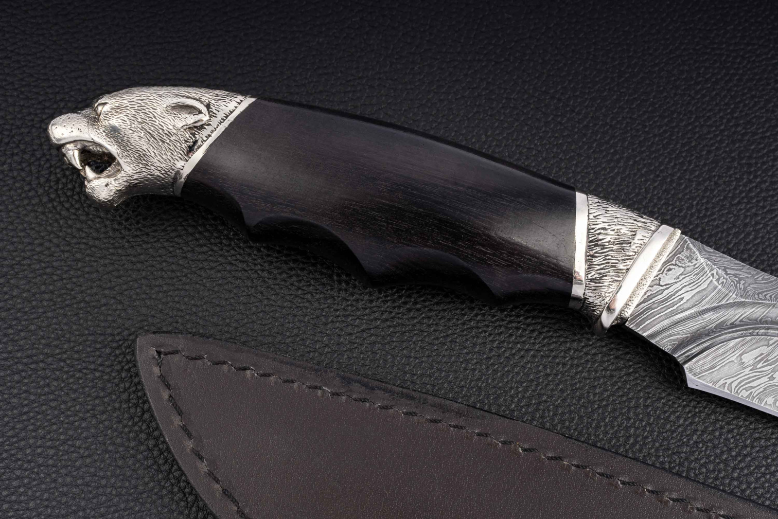 Нож Пума дамаск граб/мельхиор Булат