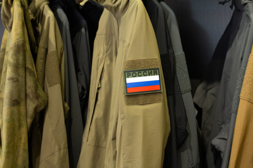 Нашивка из ПВХ Флаг России "Россия"Олива 90х60