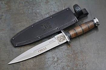 Нож КО-2 Дерево/Кожа  с символикой ГИБДД Нож КО-2 Дерево/Кожа  с символикой ГИБДД