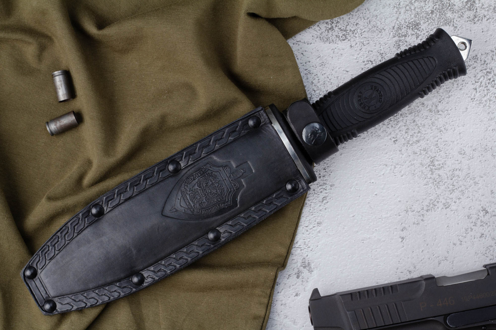 Нож Сталкер  с символикой УФСБ по РД