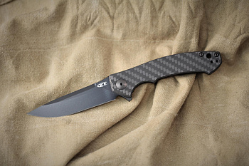 Складной нож ZT 0450CF Sinkevich Flipper DLC сталь CPM-S35VN, рукоять карбон/титан