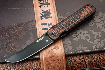 Складной нож Whisper D2 Black Titanium Red 