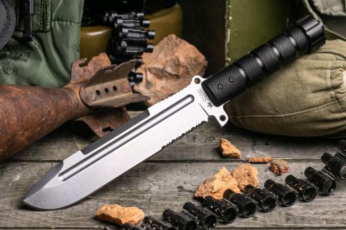 Нож Survivalist Z D2 Stonewash Serreted