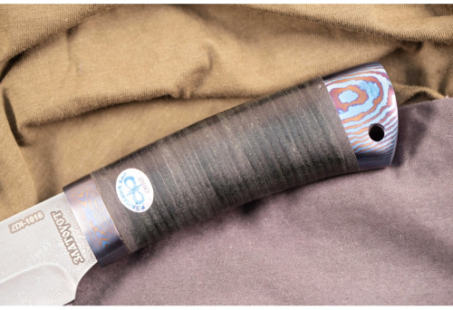 Нож добрый дамасск ZDI 1016 титановый тыльник и гарда