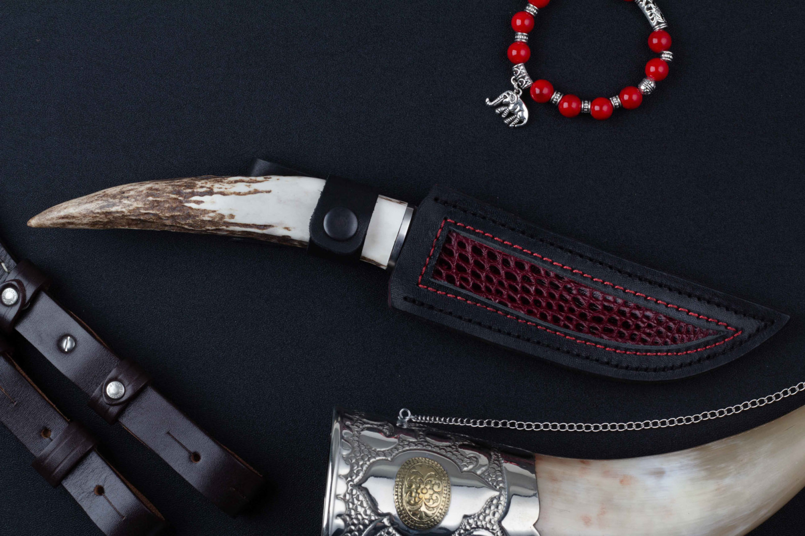 Нож Тарантул дамаск рог Беркут