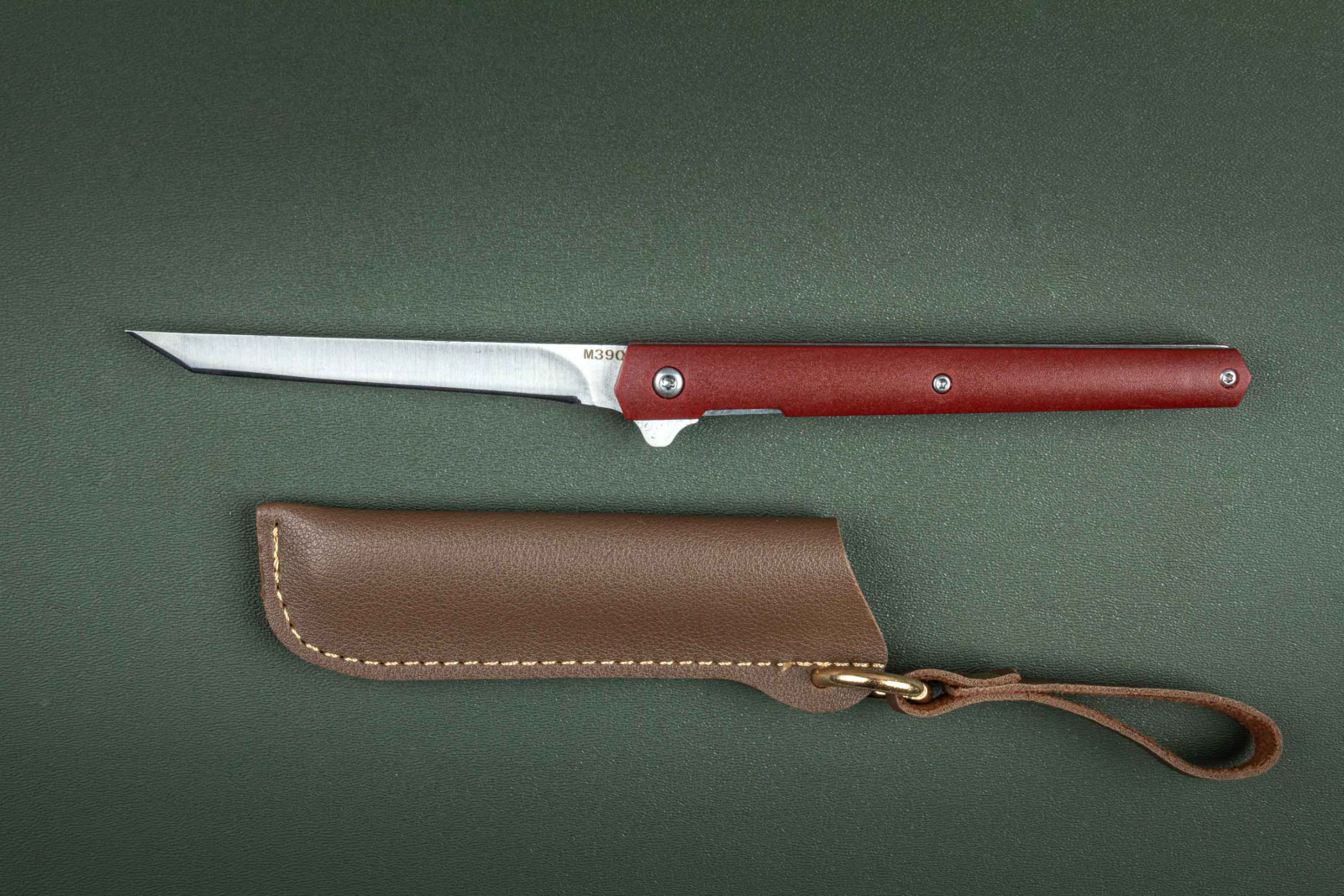 Нож складной Стилет Танто М390 пластик красный