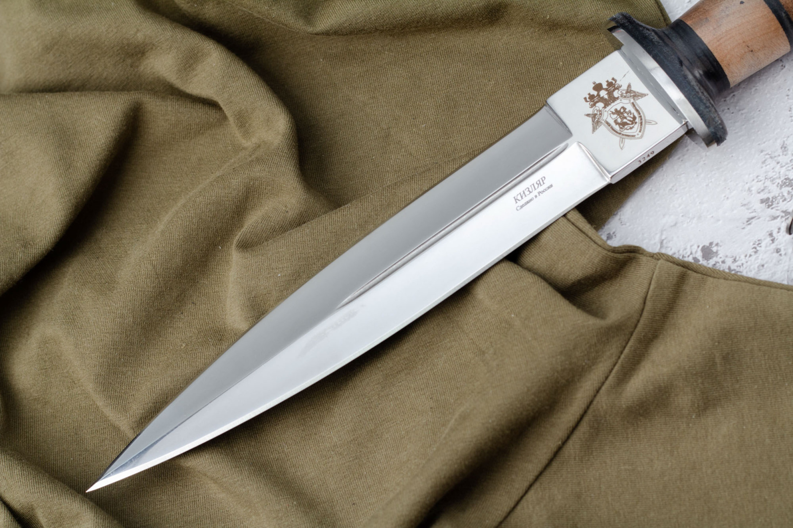 Нож КО-2 Дерево/Кожа  с символикой Следственный комитет