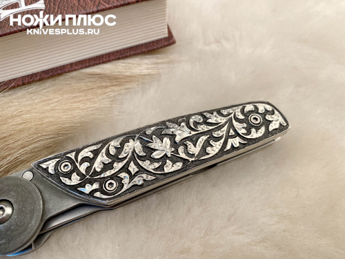 Нож складной Байкер-2 Сталь Дамаск Серебро Нож складной Байкер-2 Сталь Дамаск Серебро