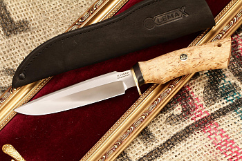 Нож Чибис (дамаск, карельская берёза)