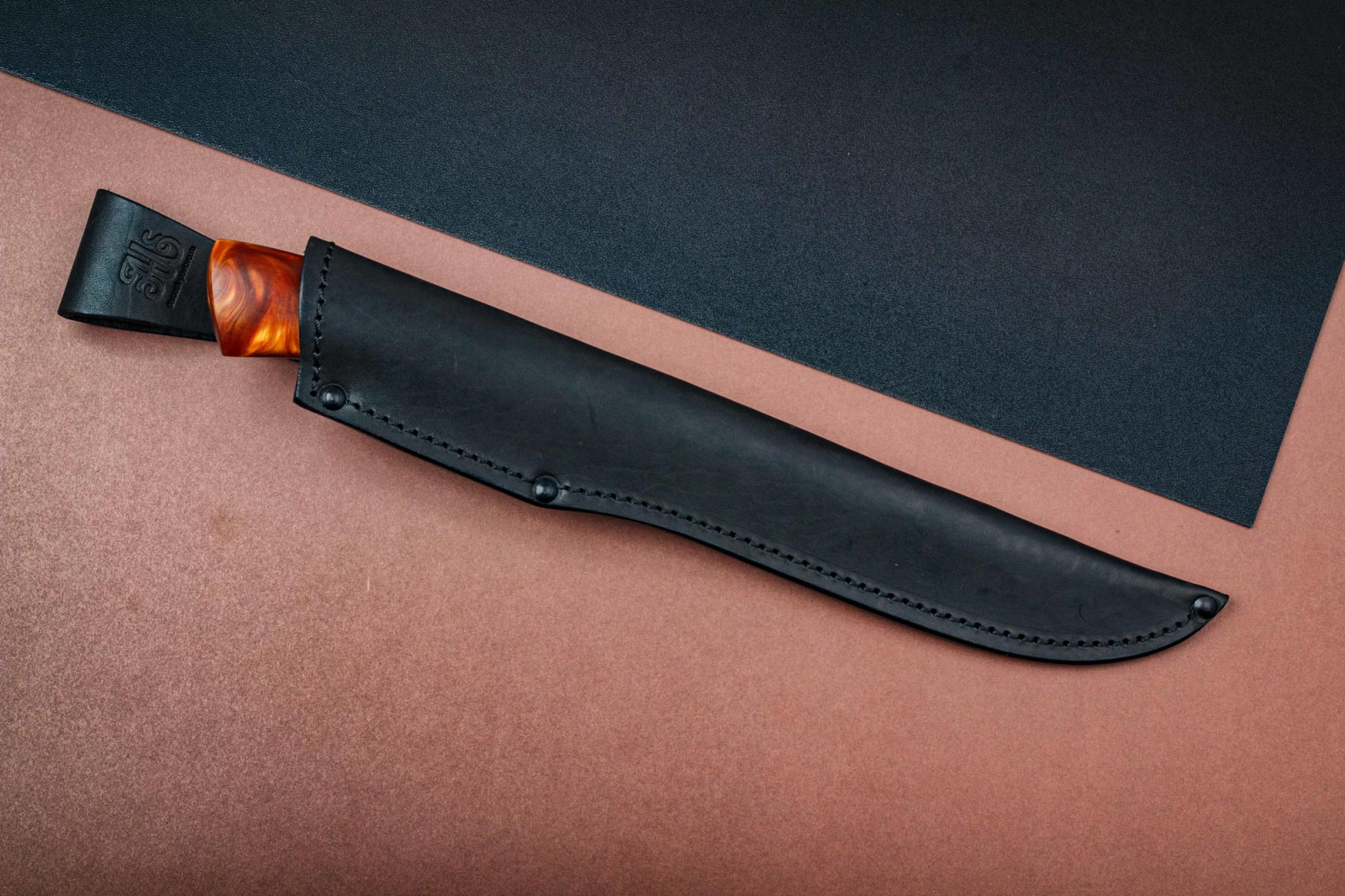 Нож Филейный дамаск красный акрил Марушина