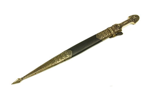 Кинжал сувенирный модель №10 малый кожа/мельхиор Поиск Кизляр